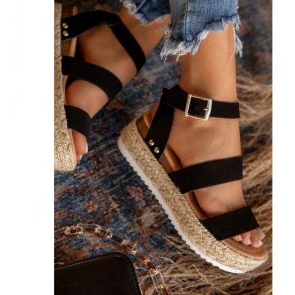 Shoes - !! NEW !! Platform Espadrille Sandals in Black